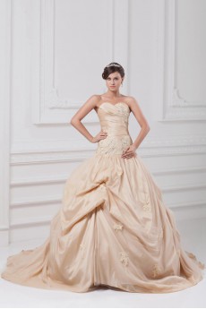 Taffeta Sweetheart A Line Gown with Embroidery