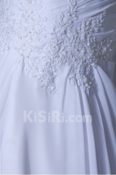 Chiffon Strapless A Line Gown with Embroidery