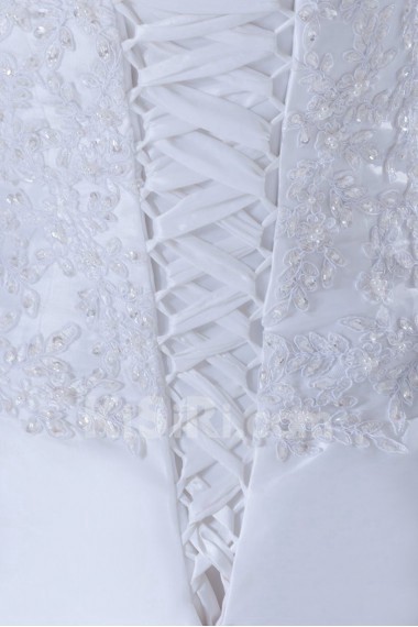 Taffeta Sweetheart A Line Gown with Hand-made Flowers