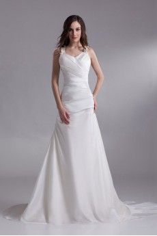 Satin Straps A Line Gown