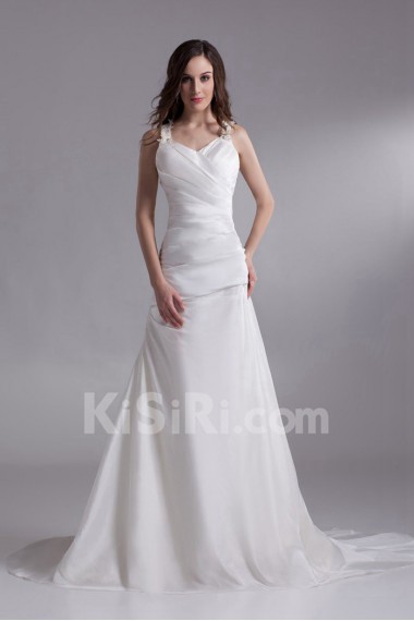 Satin Straps A Line Gown
