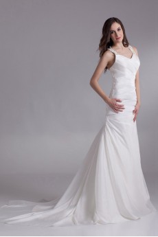 Satin Straps A Line Gown