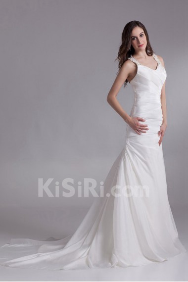 Satin Straps A Line Gown