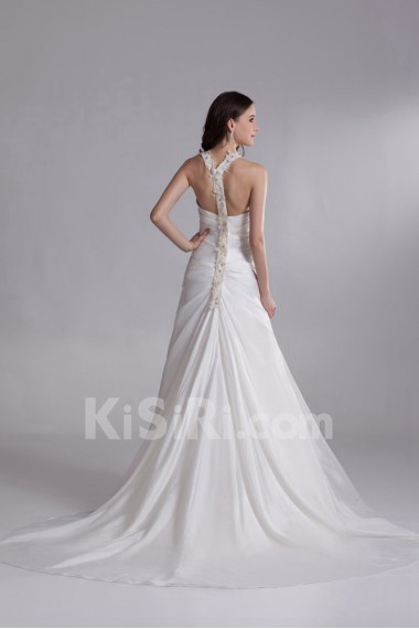 Satin Straps A Line Gown