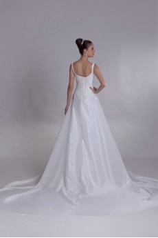 Taffeta Straps A Line Gown