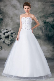 Organza Sweetheart A Line Gown with Embroidery