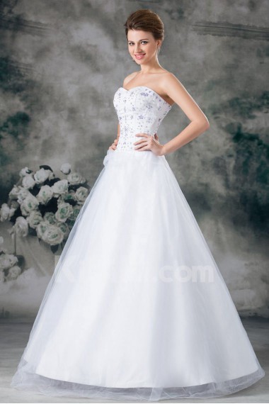 Organza Sweetheart A Line Gown with Embroidery