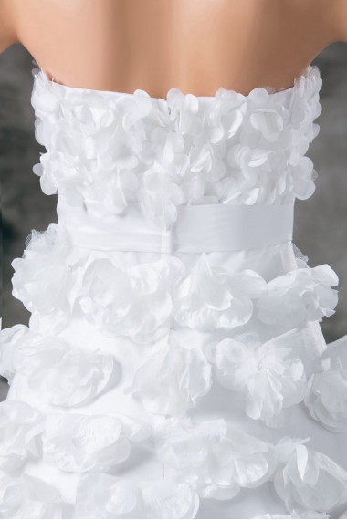 Satin Sweetheart A Line Gown with Hand-made Flowers