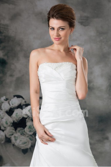 Taffeta Strapless A Line Gown with Embroidery