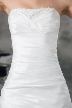 Taffeta Strapless A Line Gown with Embroidery