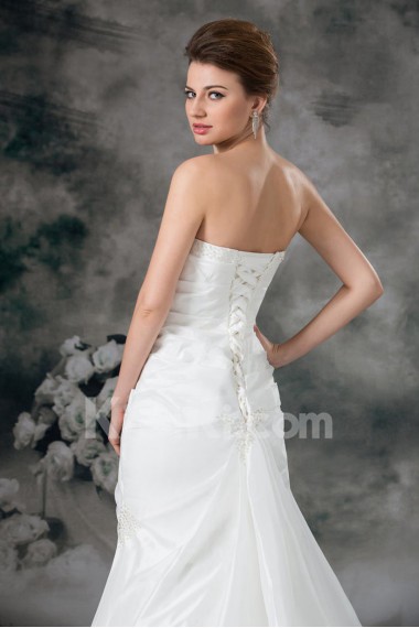 Taffeta Strapless A Line Gown with Embroidery
