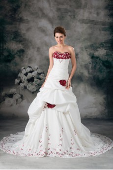 Taffeta Sweetheart A Line Gown with Embroidery