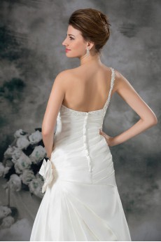 Satin Strapless Sheath Gown with Hand-made Flowers