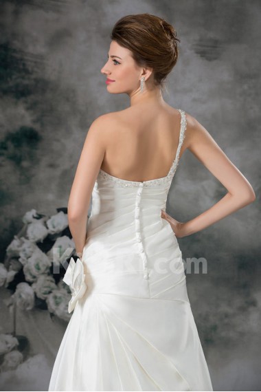 Satin Strapless Sheath Gown with Hand-made Flowers