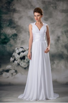 Chiffon V-Neck Column Gown