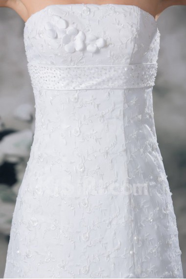 Strapless Sheath Lace Gown with Embroidery