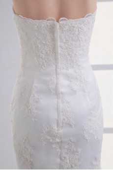 Satin and Net Strapless Sheath Gown with Embroidery