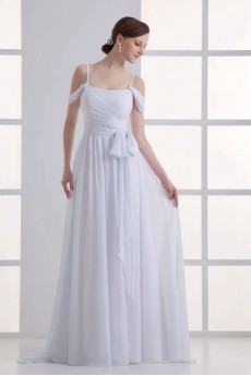 Chiffon Scoop Column Gown with Sash