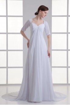 Chiffon Sweetheart Column Gown with Half Sleeves