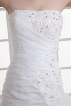 Organza Strapless Sheath Beaded Gown