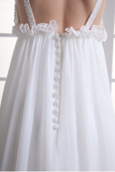 Chiffon V Neckline Column Gown with Embroidery