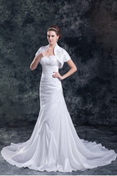 Taffeta Sweetheart Sheath Gown with Embroidery