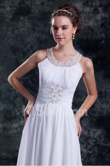 Chiffon Column Gown with Jewel