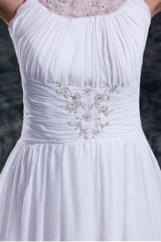 Chiffon Column Gown with Jewel