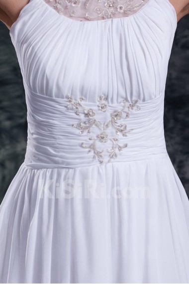 Chiffon Column Gown with Jewel