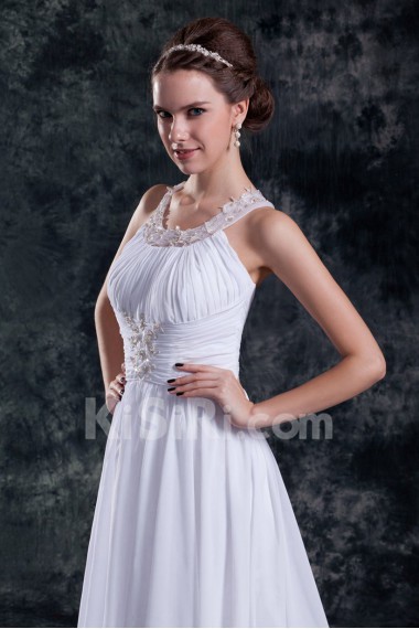 Chiffon Column Gown with Jewel