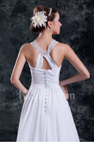 Chiffon Column Gown with Jewel