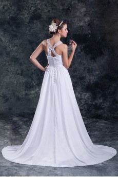 Chiffon Column Gown with Jewel