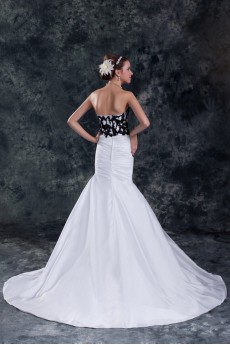 Taffeta and Net Strapless Sheath Gown with Embroidery