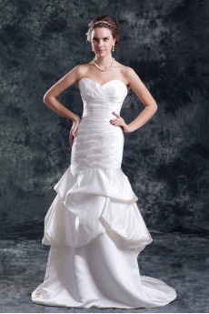 Satin Sweetheart Sheath Directionally Ruched Gown