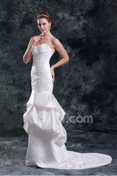 Satin Sweetheart Sheath Directionally Ruched Gown