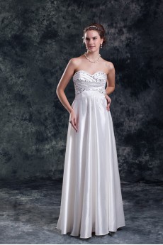 Satin Sweetheart Column Gown with Embroidery