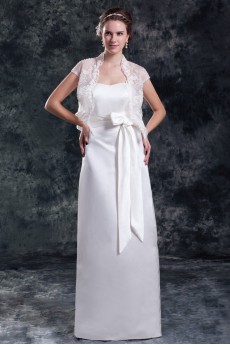 Satin Strapless Column Gown with Sash