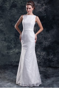 Lace Straps Sheath Gown with Embroidery