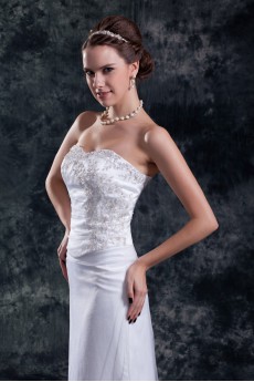 Net Sweetheart Sheath Gown with Embroidery