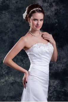 Net Sweetheart Sheath Gown with Embroidery