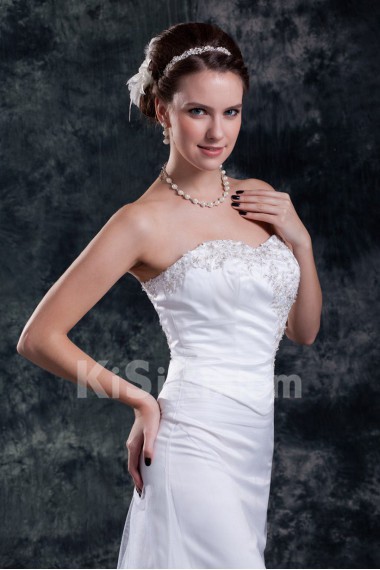 Net Sweetheart Sheath Gown with Embroidery
