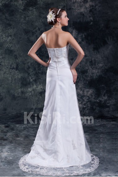 Net Sweetheart Sheath Gown with Embroidery