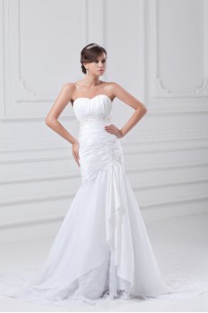 Taffeta Sweetheart Sheath Gown with Embroidery