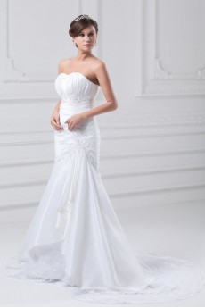 Taffeta Sweetheart Sheath Gown with Embroidery