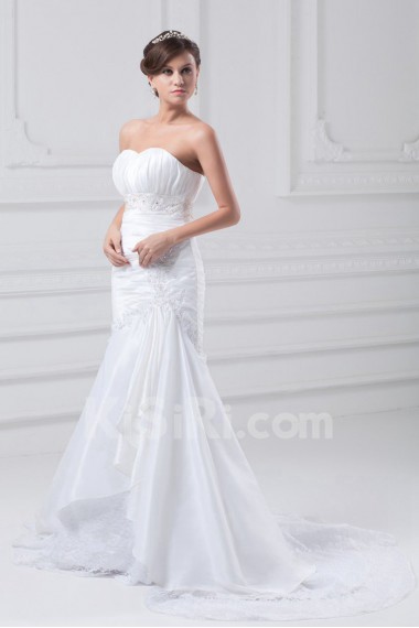 Taffeta Sweetheart Sheath Gown with Embroidery