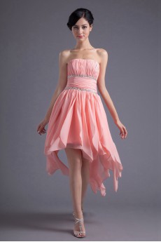 Chiffon Strapless Short Dress with Sequins