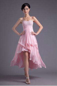 Chiffon Empire Tea-Length Dress with Sequins