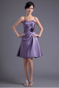 Satin Sweetheart Knee Length Dress