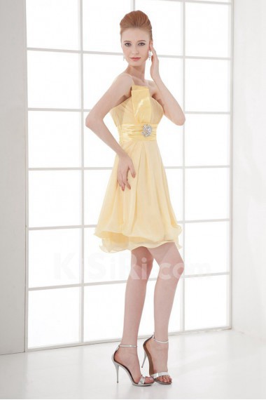 Chiffon One Shoulder Short Dress with Sash