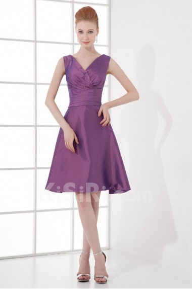 Taffeta V Neckline A Line Dress